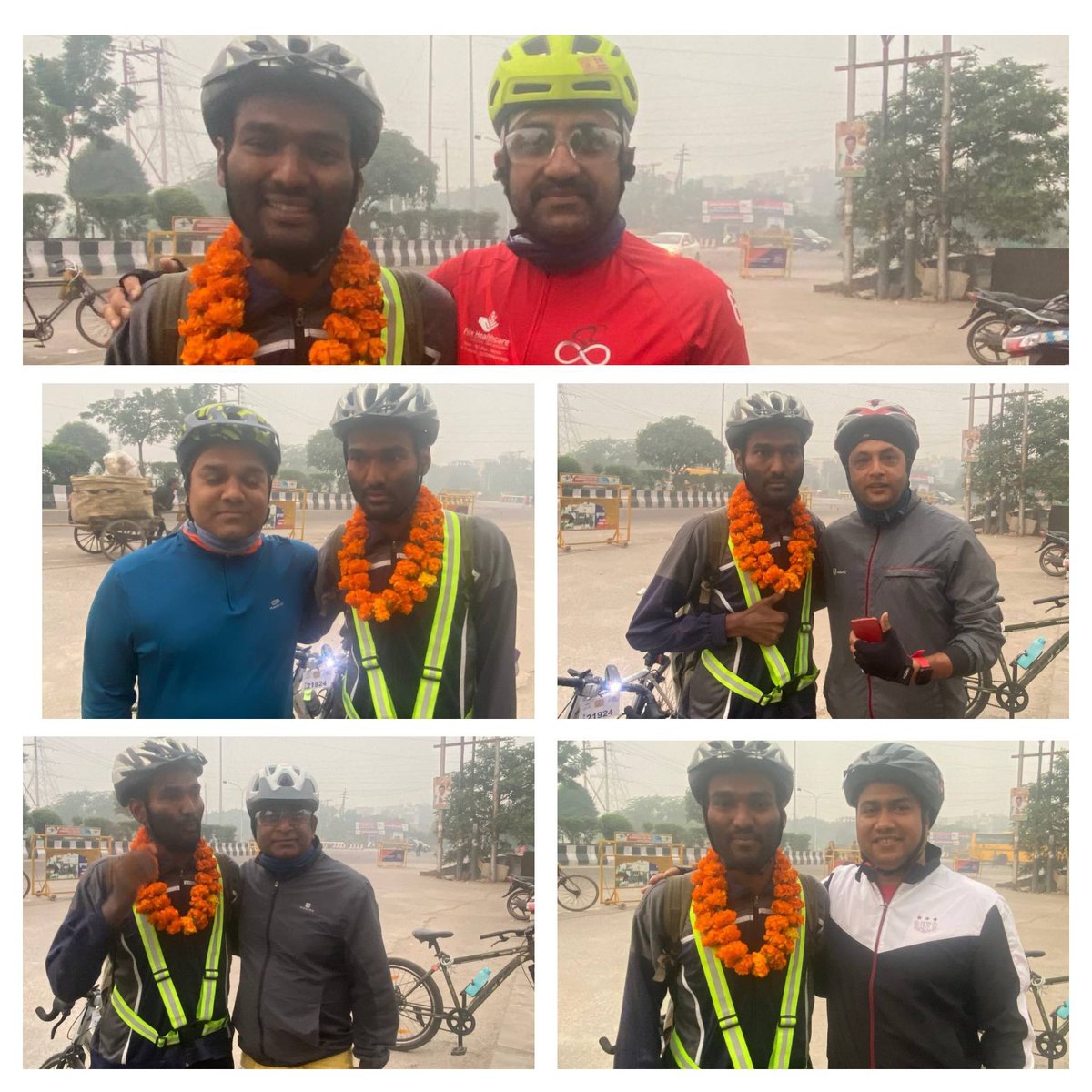 CyclingNec's tweet photo. Today our Cycling group falicitate Mr Mathai Paul (sitting with Garland) who is on India tour by cycle . Presently in Delhi NCR .
@BBCSport 
@CeoNoida 
@HTNoidaGzb 
@TOINoida 
@richaanirudh 
@DhaorAshni 
@anandmahindra 
@akshaykumar 
@SonuSood 
@NehaDhupia https://t.co/IUcsK8hF0W