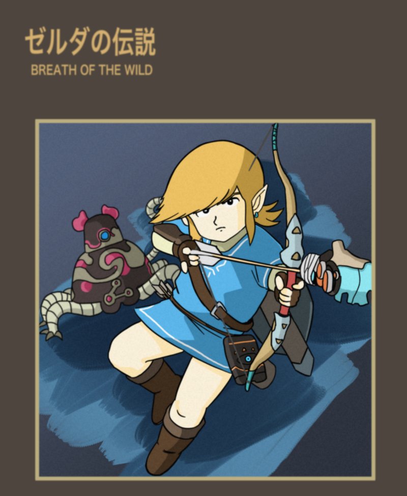 ゼルダの伝説　ゲームアンドウォッチの発売を記念して、
もしゼルダが初代の画風で続いていたら、という世界線のブレワイリンクです。
#ゼルダの伝説 #ゲームアンドウォッチ　#Zelda https://t.co/MXpzcUA9k1