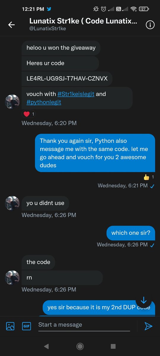 IamNoNo_27's tweet photo. Hey Y'all just wanted to vouch for this awesome nice dude @Pythonnk on how he tried to save someone evn if it is not his fault, for all of you who haven't follow him please do #pythonlegit
Ima drop here convo of what happen and what makes this dude awesome, other pics on comment https://t.co/xB7aqLnk26