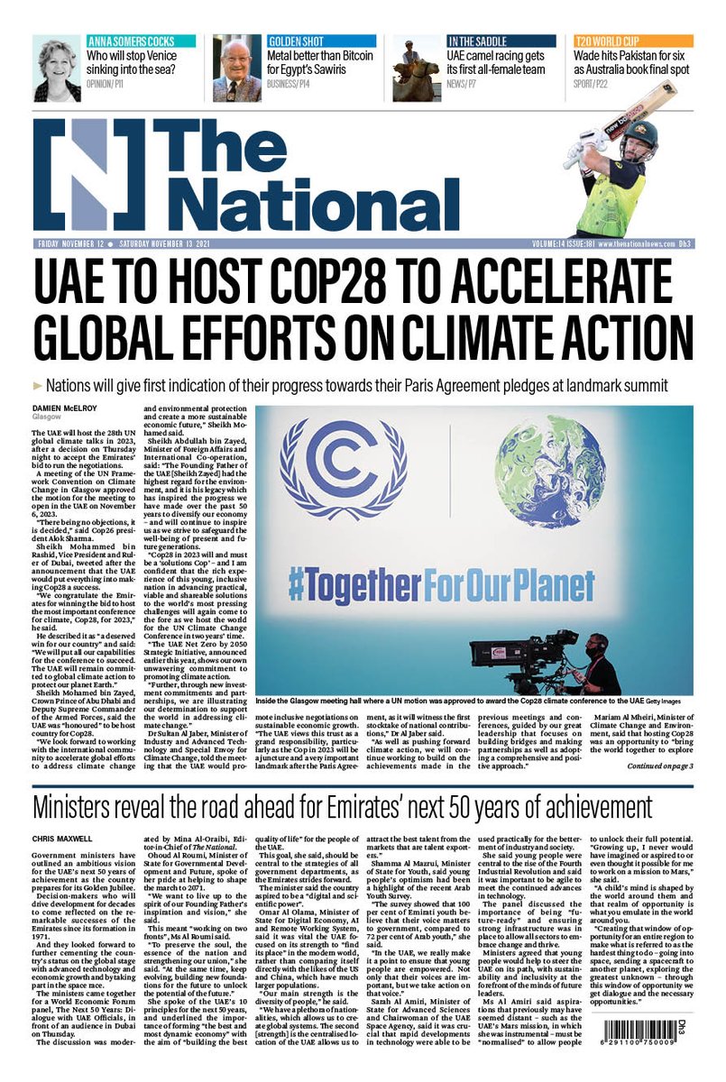 Our #frontpage UAE to host Cop28 to accelerate global efforts on climate action TheNationalNews.com