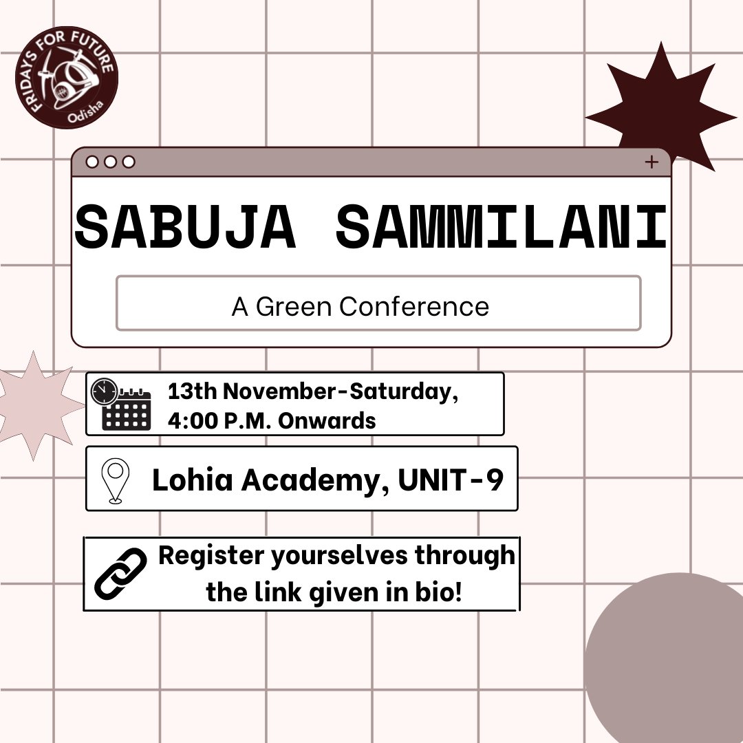 FFFOdisha's tweet photo. Join us on 13th November at Lohia Academy for an evening of interactive sessions and activities designed specially for you! 
#fridaysforfuture #fffodisha #climatechange #climatecrisis #odisha #bhubaneswar #youth #environment https://t.co/pd8psie2yL