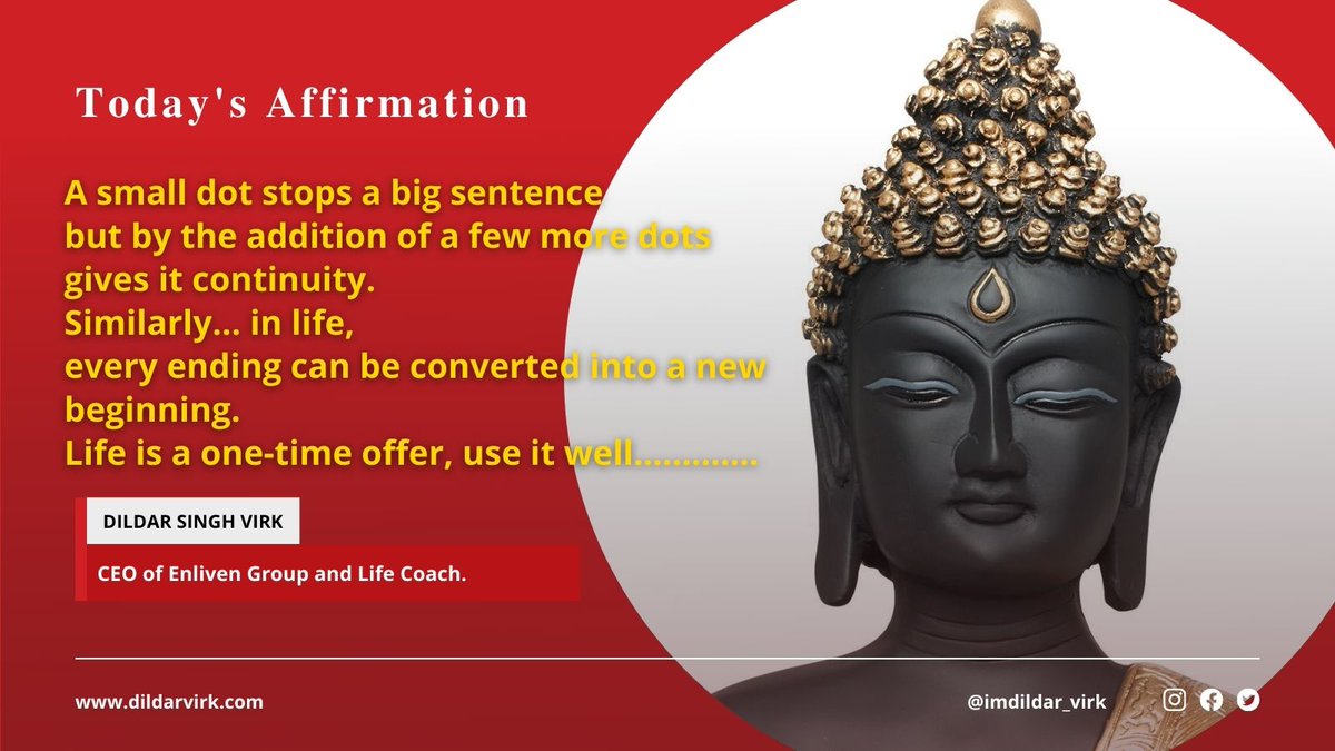 imdildar_virk's tweet photo. Today's affirmation
I am making Real Steady Tangible Progress from NOW on.
@imdildar_virk 
#motivation #Divine #thoughtoftheday #affirmations #Happiness #lifecoach #dildarvirk #enliven #lessonoflife #budha #PositiveEnergy #positive https://t.co/IM6JqnTP84