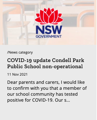 15 reported NSW closures yesterday (11/11). Written verification not provided for Lakes Christian College - any info please DM me
➡️Abermain PS
➡️Blacktown Girls HS
➡️Casula PS
➡️Canley Vale HS
➡️Condell Park PS
➡️Fairfield PS
➡️Granville East PS
➡️Granville South PS
<a href="/BigBadDenis/">Denis - The COVID info guy -</a>