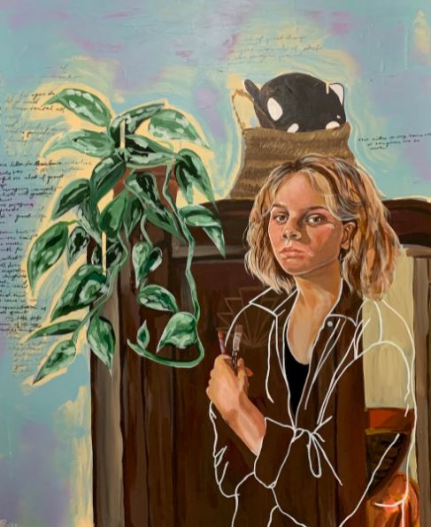 QUT's tweet photo. Congrats to #QUT Third Year student, Hannah Brown, who won the Emerging Artist Category for the #BrisbanePortraitPrize with her self-portrait, Home. https://t.co/209qF7MtVC #QUTCreativeIndustries #QUTCreate #QUTVisualArts https://t.co/fzidfqdwSL