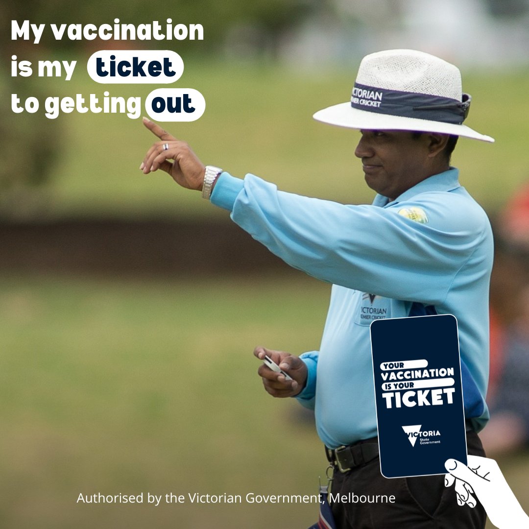cricketvictoria's tweet photo. The smell of fresh cut grass. The sound of leather on wood. Being around your mates from the cricket club. Vaccination is your ticket back to the pitch.

For more information go to https://t.co/4Nh7fvhmgV https://t.co/Eq5h8tMJlO
