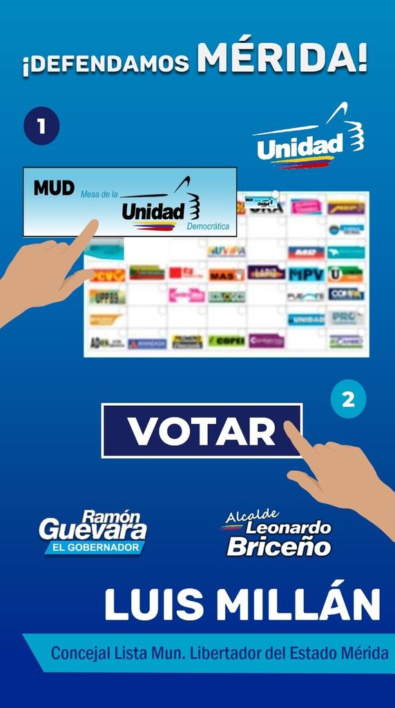 LuisMillanMda's tweet photo. El #21N Vota por la #Unidad, para juntos #DefendamosaMerida, ya sabes la de la manito... https://t.co/OaMsLFntyd