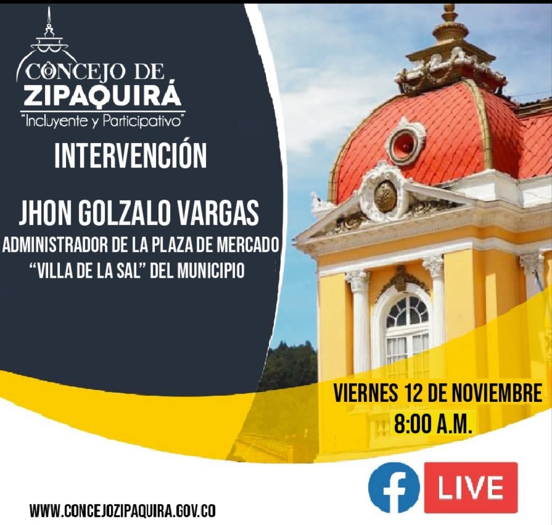 #TransmisiónEnVivo📡 

El Administrador de la plaza de mercado, Villa de la Sal, interviene en el #ConcejoMunicipal para exponer situaciones y procesos adelantados en este importante espacio de comercialización de productos y alimentos de la región

Participe en el Facebook Live