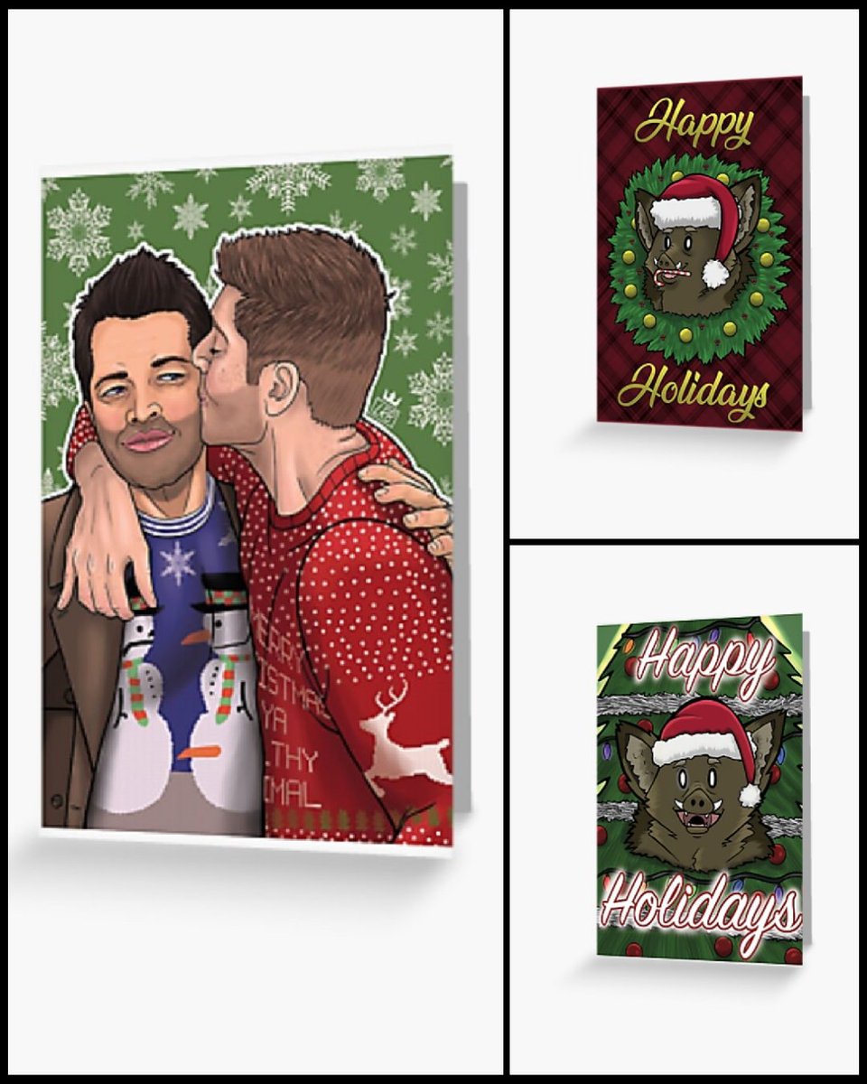 Hi again! In case you miss it there are also Christmas cards and postcards in my Redbubble shop too! Ok, off to disappear in my dungeon for awhile again. *Runs away* 😂

 LINK to shop ☺️:
redbubble.com/people/Ladyran…

#destiel #myart