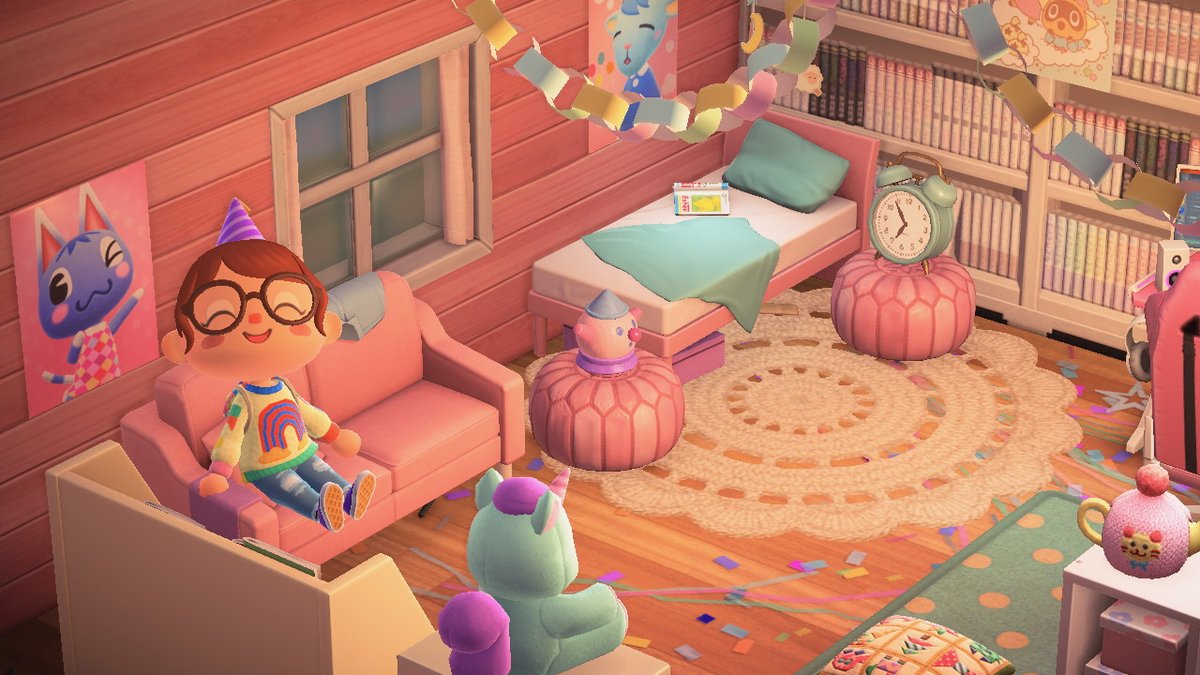 acbotanist's tweet photo. I spent all day working on my ideal bedroom! Including plushies, an IKEA plant cabinet, a reading nook, and more. Im so proud of this room! #AnimalCrossingNewHorizons #ACNHUpdate #AnimalCrossing #ACNH #NintendoSwitch https://t.co/6py36Ey5i8