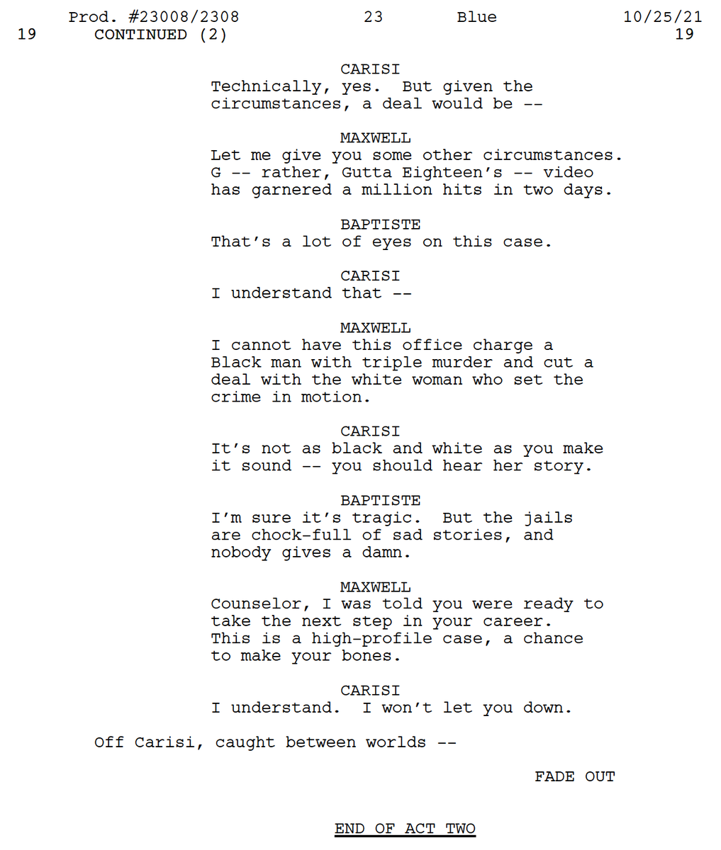 SVUWritersRoom's tweet photo. #SVU #ScriptSpoiler Maxwell (@BettyBuckley) sure knows how to make an entrance. Will Carisi keep his promise, or does he have other plans? #NightmaresInDrillCity airs in less than one hour on @nbc https://t.co/NqMd52uY62
