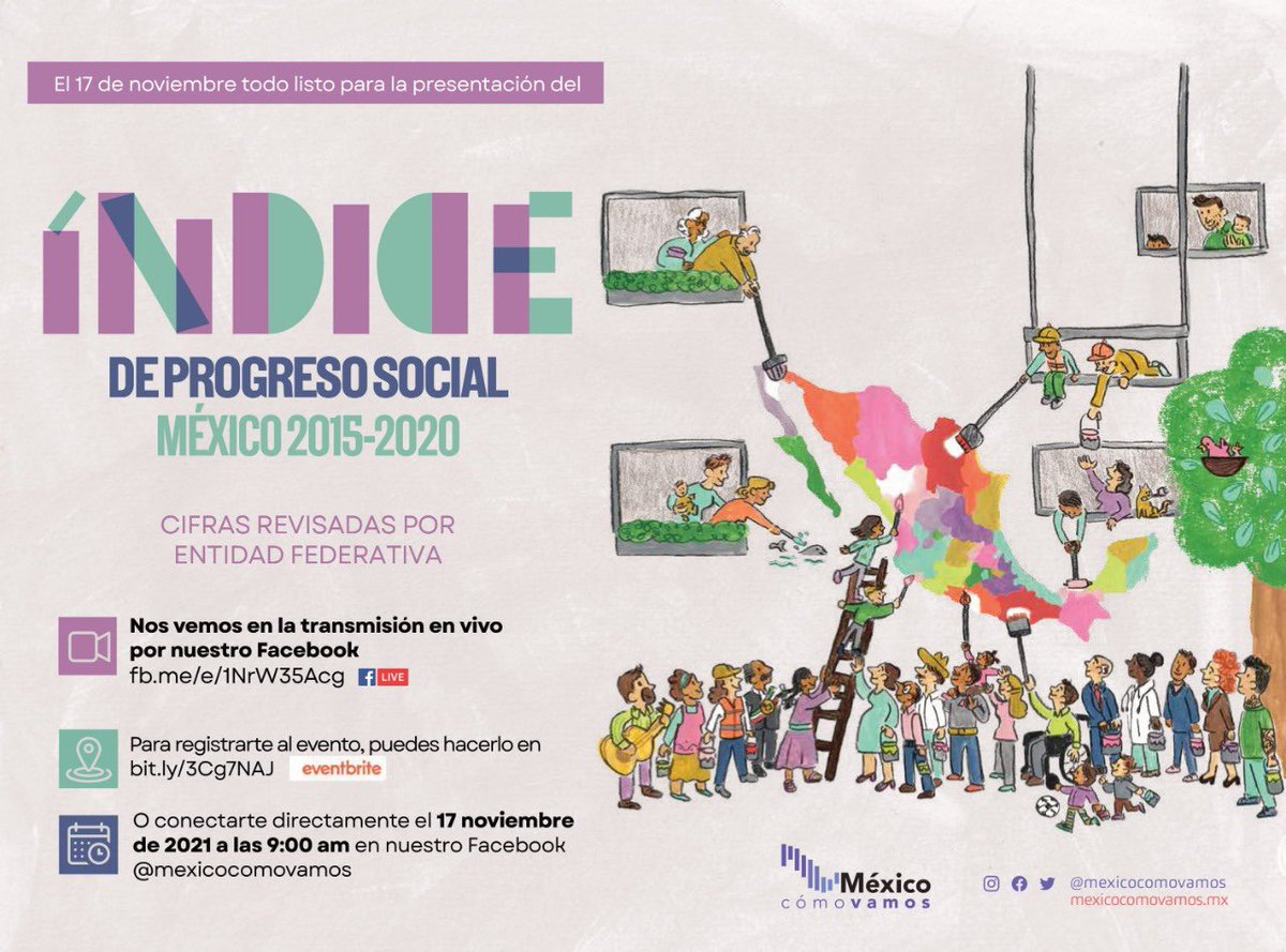 📍Ya tenemos todo listo para la anhelada presentación del Índice de Progreso Social 2015-2020, con cifras revisadas, el próximo miércoles 17 de noviembre a las 9:00am. 💻Sigue la transmisión desde aquí 👉🏽bit.ly/IPSevento #IPSMéxico20152020 #CuentaTuPropiaHistoria