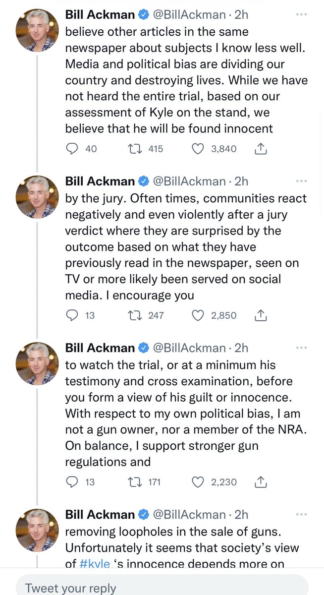 Cernovich's tweet photo. For those who don’t know, this is a very normie Democrat and hedge fund manager.

A real Democrat in other worlds. 

To get a sense of what a manifest injustice the Kyle Rittenhouse case has been, read this. 

And also the media’s reaction. https://t.co/Z8aiUJg6yB