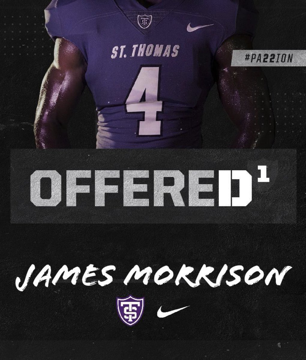 After an amazing talk with @kuchinski8 I am blessed and honored to received an offer from <a href="/UST_Football/">St. Thomas Football</a> !!! Thank you so much <a href="/Coach_Caruso/">Coach Glenn Caruso</a> @Coach_WatkinsST <a href="/OLine_TEK/">Jeff Duvendeck</a> for this opportunity! Roll Toms!💜🤍@Coach_Chuck_CDH <a href="/Dirt43/">Tommy Johnson</a> @OliverJamesWes1 <a href="/PrepRedzoneMN/">Prep Redzone Minnesota</a>