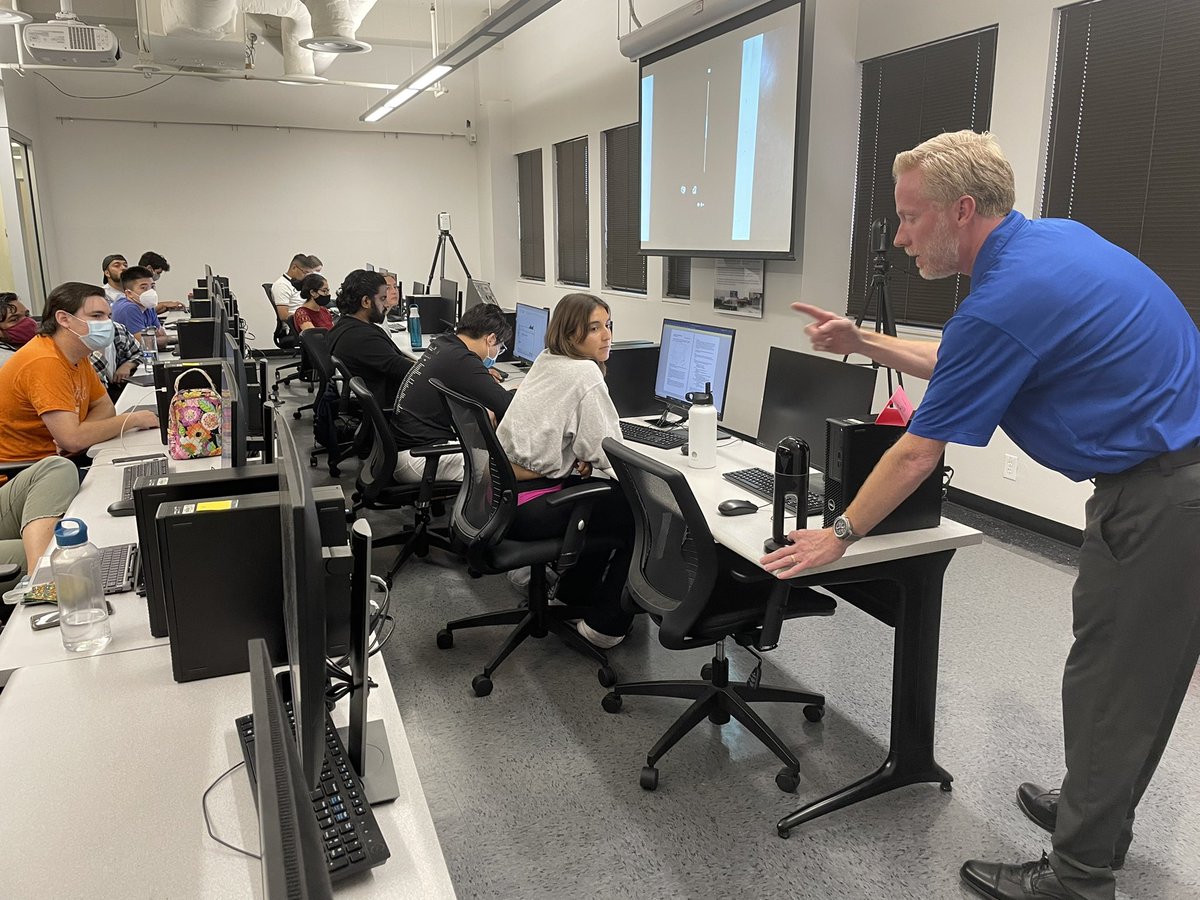 LeiteBuild's tweet photo. What a fun and interactive guest lecture today by @jasonakoehn of G4 Spatial Technologies to our @ut_caee  BIM students. He shared the latest on laser scanning tech, including some really cool demos. Thanks so much Jason! https://t.co/34wkawyEk4
