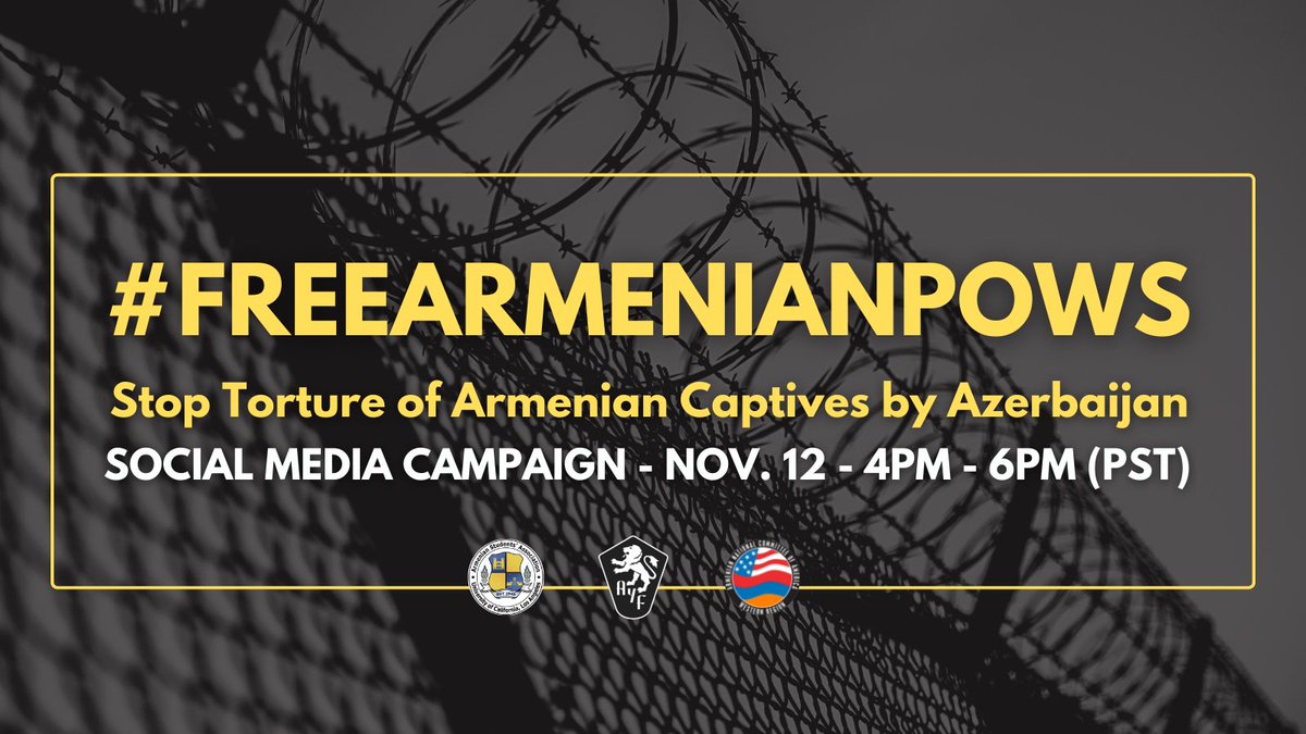 TOMORROW! 
Let’s raise awareness about the Armenian prisoners of war (POWs) still illegally held in Azerbaijan since the 2020 war. #freeArmenianPOWs

<a href="/ayfwest/">AYF West</a> <a href="/armenianbruins/">UCLA ASA</a>
