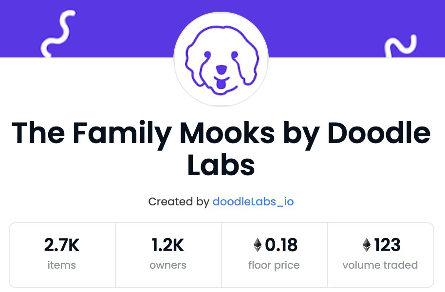 doodlelabs_io's tweet photo. The Family Mooks secondary volume is ramping up! @opensea can we get verified yet? 🐶 https://t.co/Cvsnxb9JiZ