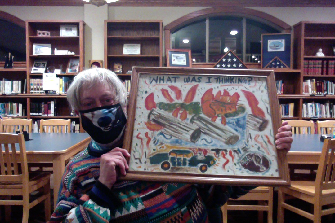 artpaulrocks's tweet photo. What Was I Thinking by Art Paul Schlosser Oil on Canvas Board for a limited time framed (until I accidentally brake it) 16 inches by 20 without the frame #artbyartpaul #artpaulschlosser #madisonartist #outsiderart #mycatwastakingabath #raccecar https://t.co/gVn55mNwsn