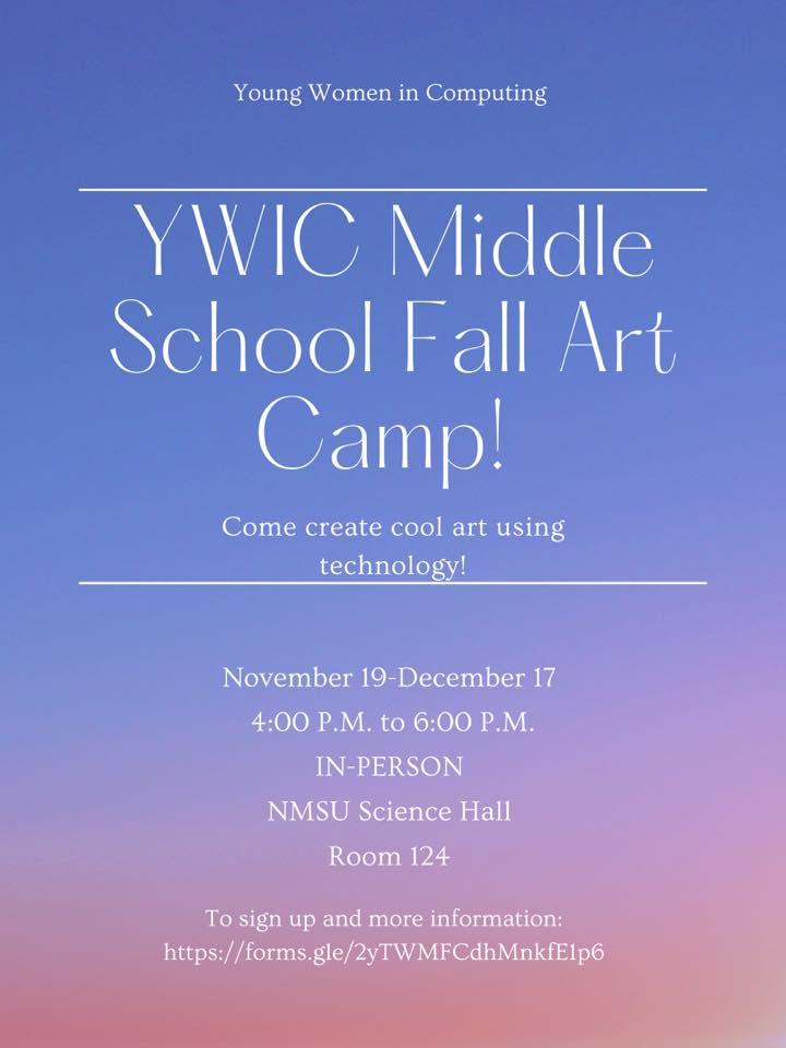 Exciting events organized by the Young Women in Computing program. <a href="/nmsu_arts_sci/">NMSU College of Arts & Sciences</a> #nmsu_cs <a href="/YWiC_NMSU/">YWiC</a>