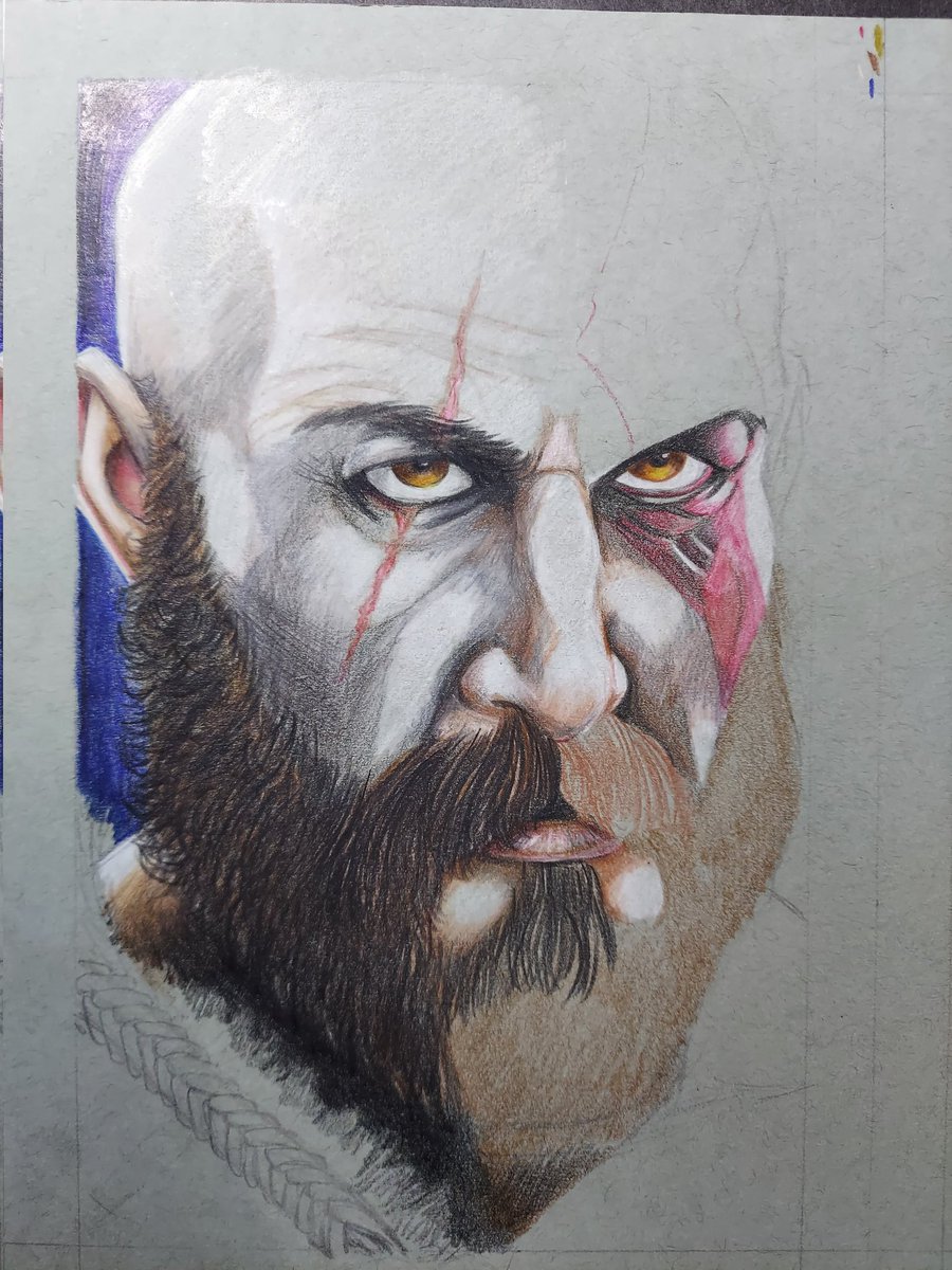 ZKabob's tweet photo. Work in progress for practice. #kratos #ps4 #Godofwar #coloredpencil https://t.co/1n18FzUVBx
