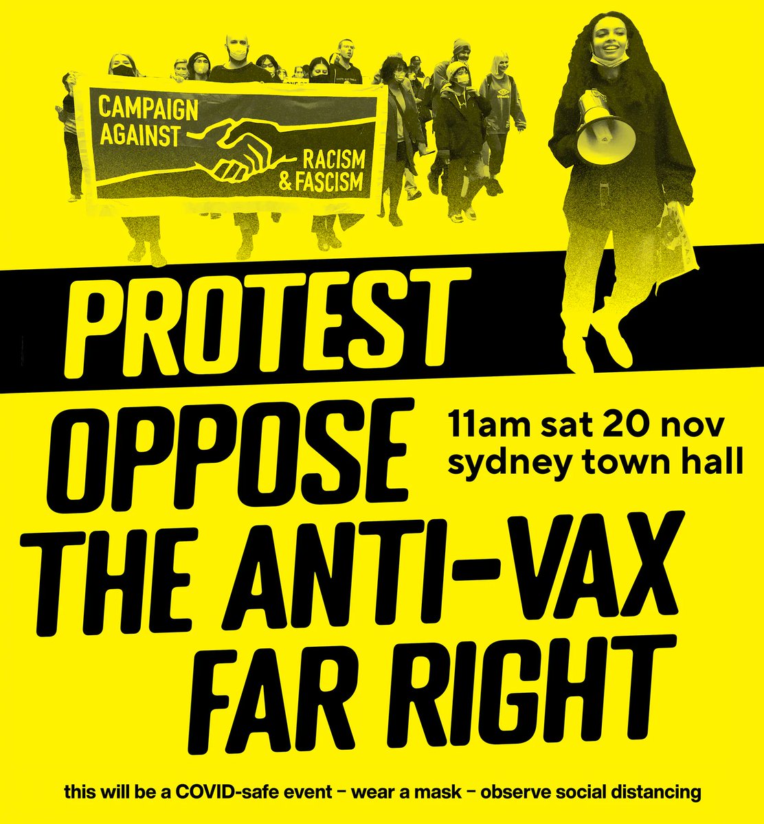CarfSyd's tweet photo. The far right are growing more confident and building around the anti-vax  movement that continues to grow here in Australia!

We need to organise and counter them - come along to the November 20 protest in Sydney and oppose the right!

Link: https://t.co/31dnlsv3kd https://t.co/ScfRjTZhQL