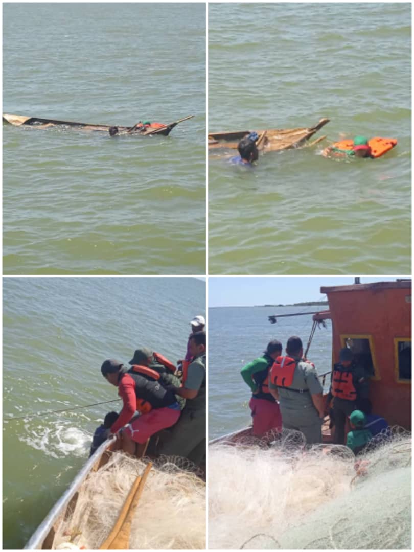 Personal perteneciente a <a href="/gc_maracaibo/">🇻🇪 EPGMA 🇻🇪</a> asistió y rescató a dos ciudadanos con su embarcación tipo cayuco de madera, la cual había zozobrado en la costa de la isla de San Carlos, municipio Insular Almirante Padilla, estado Zulia.