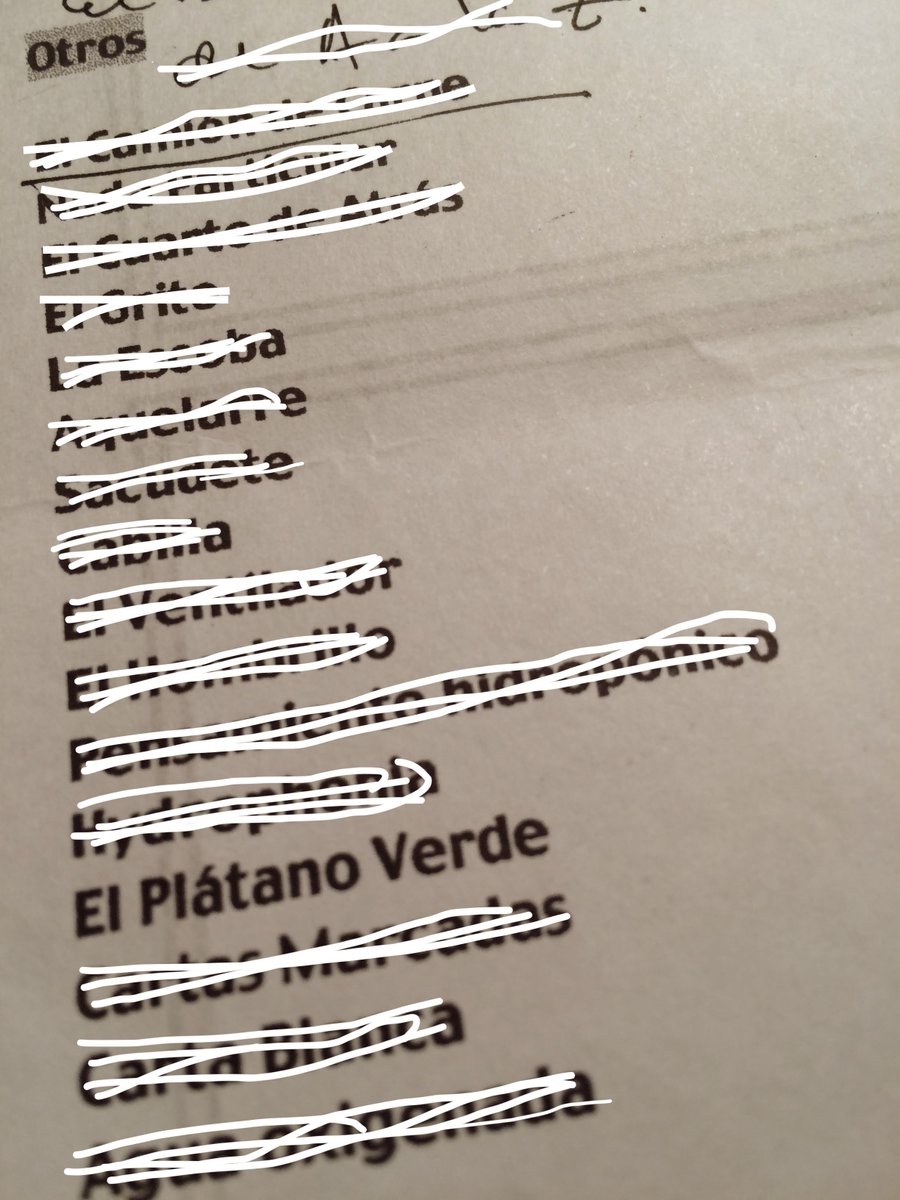 Curioso: el nombre de plátanoverde, paso primero por el fondo de una papelera gris, había sido descartado, fue en aquella reunión de junio q su nombre volvió a resonar // aquí el papel original en donde se deja ver la lista de nombres q se barajaron en “aquella reunión” de junio