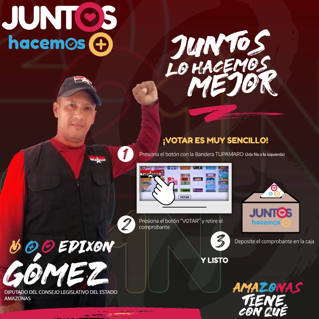 AmazonasMRT2's tweet photo. Nuestro accionar político organizativo a propuesto un modelo de integración, la visión del hombre nuevo,el despertar del pensamiento, la ideología del revolucionario de base.
@edixon_gmezMRT candidato al #Cleia por el estado #Amazonas.
#VotaRebelde
@WBenavides_MRT @Tupa_Esteban https://t.co/WktFhWSA0N