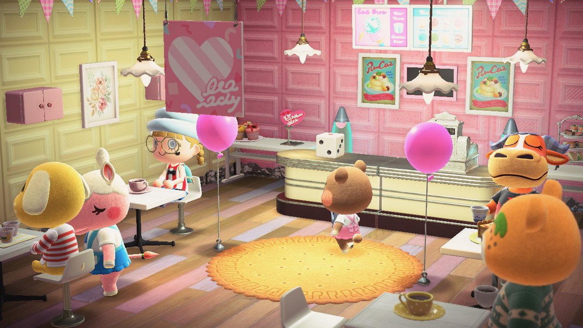 StephuAC's tweet image. Some cafes I've made! The first one was meant to be an internet cafe, but its a Gamer Gal cafe now B) 

 #AnimalCrossing #ACNH #NintendoSwitch