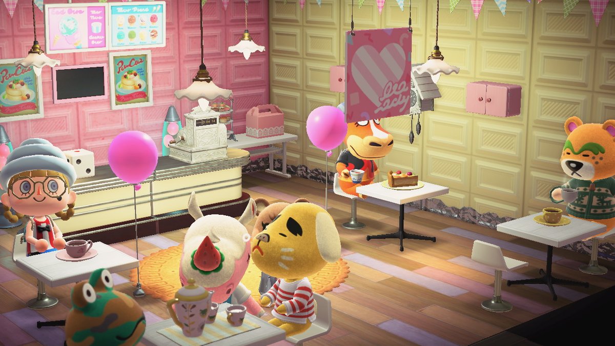 StephuAC's tweet image. Some cafes I've made! The first one was meant to be an internet cafe, but its a Gamer Gal cafe now B) 

 #AnimalCrossing #ACNH #NintendoSwitch