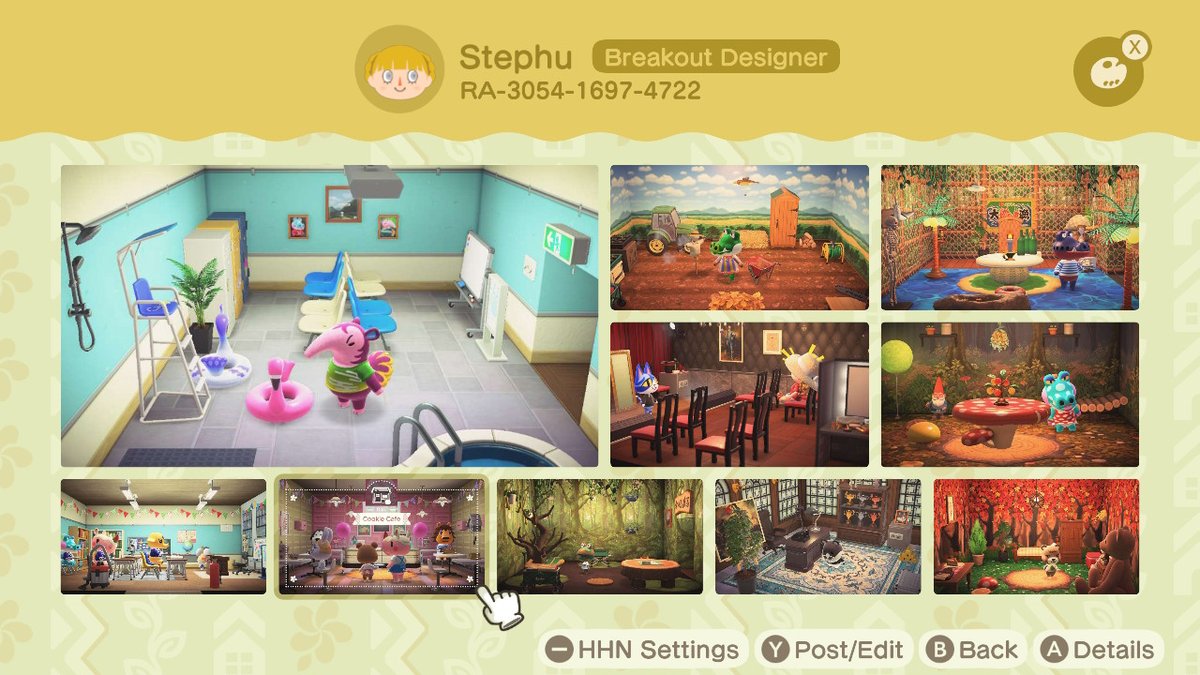 StephuAC's tweet image. I unlocked this feature today! My home design portfolio, most my clients have been gators so far LOL
 #AnimalCrossing #ACNH #NintendoSwitch