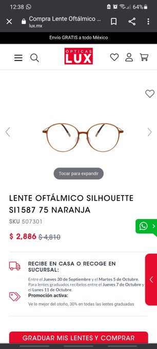 1 pic. Hace como 6 meses busque unos lentes pero estaban caros, le tome captura de pantalla en ese entonces
