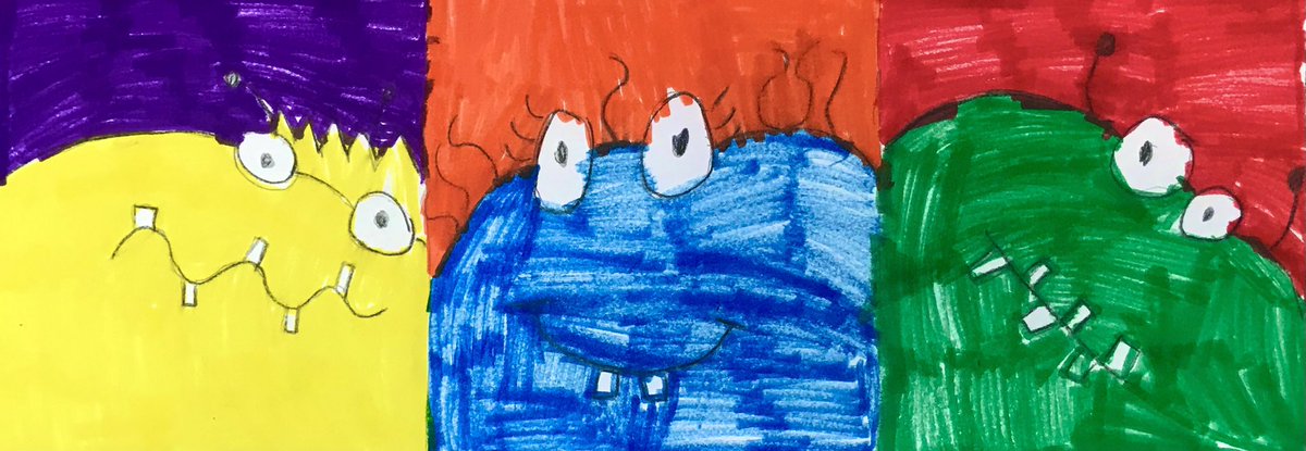 NatashaSufi's tweet image. Drawing #Monsters using #ComplementaryColors with my littles 🧡💙, 💚❤️, 💛💜 @CFISDWells @CyFairISD @CFISD_FineArts #CFISDArts #CFISDSpirit #CFISDArt #CFISDvisualArt #CFISDfineArt #CFISDforAll #ExploreWells #WeAreWells