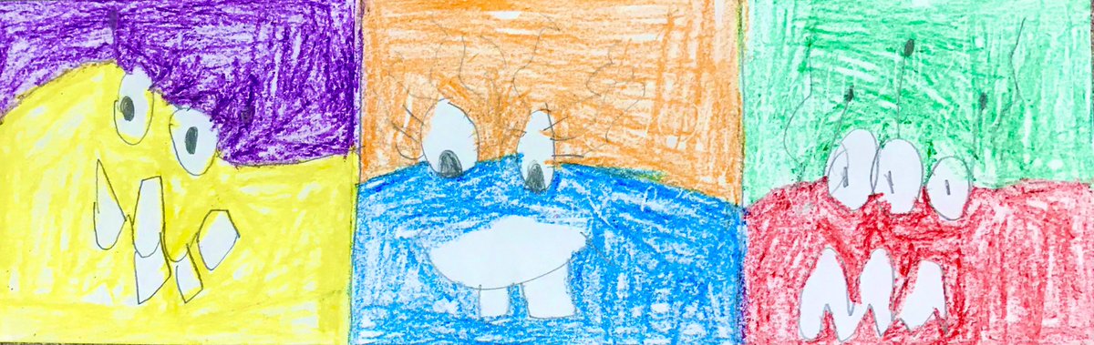 NatashaSufi's tweet image. Drawing #Monsters using #ComplementaryColors with my littles 🧡💙, 💚❤️, 💛💜 @CFISDWells @CyFairISD @CFISD_FineArts #CFISDArts #CFISDSpirit #CFISDArt #CFISDvisualArt #CFISDfineArt #CFISDforAll #ExploreWells #WeAreWells