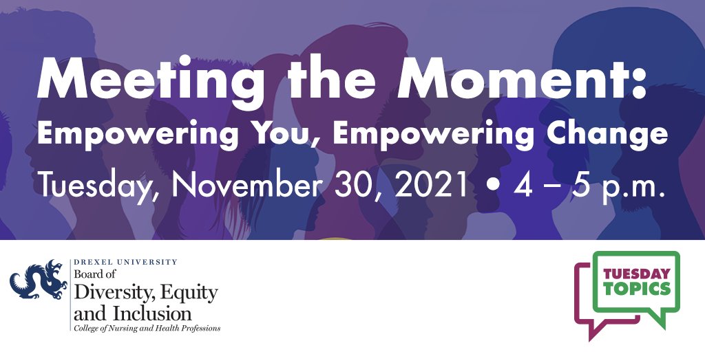 DrexelCNHP's tweet image. The demand for #equality in the workplace – and society at large - is unrelenting (as it should be). What each of us does now matters. Equality can no longer wait. @AndreaInokon, founder and CEO of @1972Project to present Meeting the Moment. bit.ly/2DjROpy