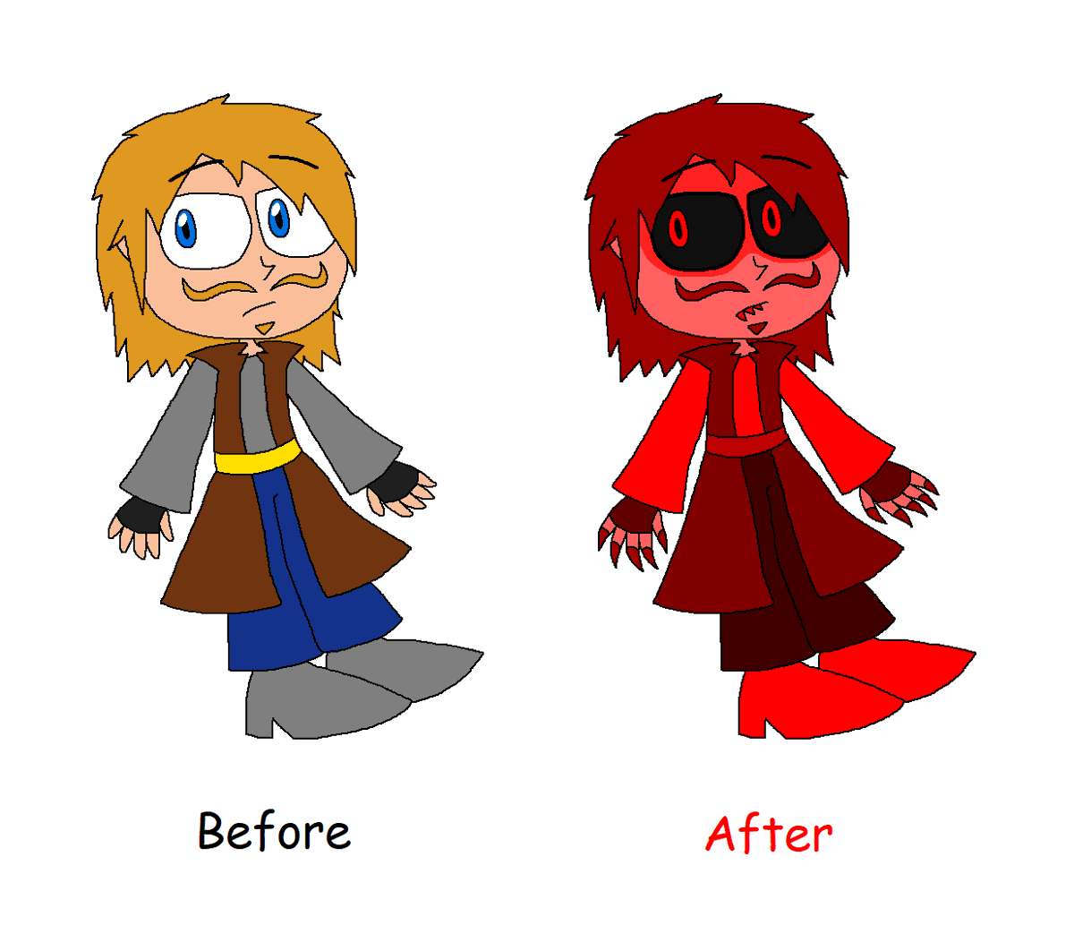 JosieRiki's tweet photo. Here is my human version of the Redman before and after he drank lava and lived (kind of) respectively.
#OneNightatFlumptys #onaf #TheRedman #human https://t.co/lbxiCYqsvg