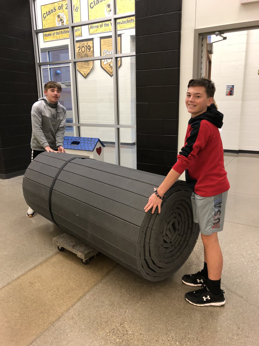 My squad &amp; I are so appreciative of these three 7th graders who really stepped up today! Their basketball team has been helping my girls get these mats out before their practice..today, they didn’t have practice but still stayed to help out!