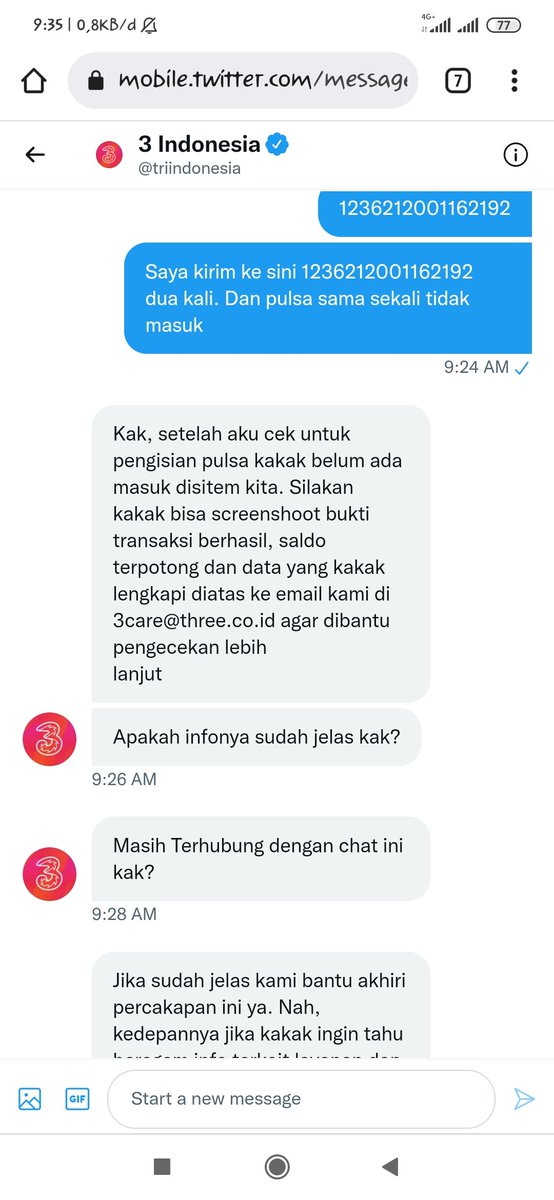 maulanadadank's tweet photo. @triindonesia saya sudah kirim bukti semua di email tp sama aja. Sangat mengecewakan pelayan cs nya https://t.co/J91blyem7v