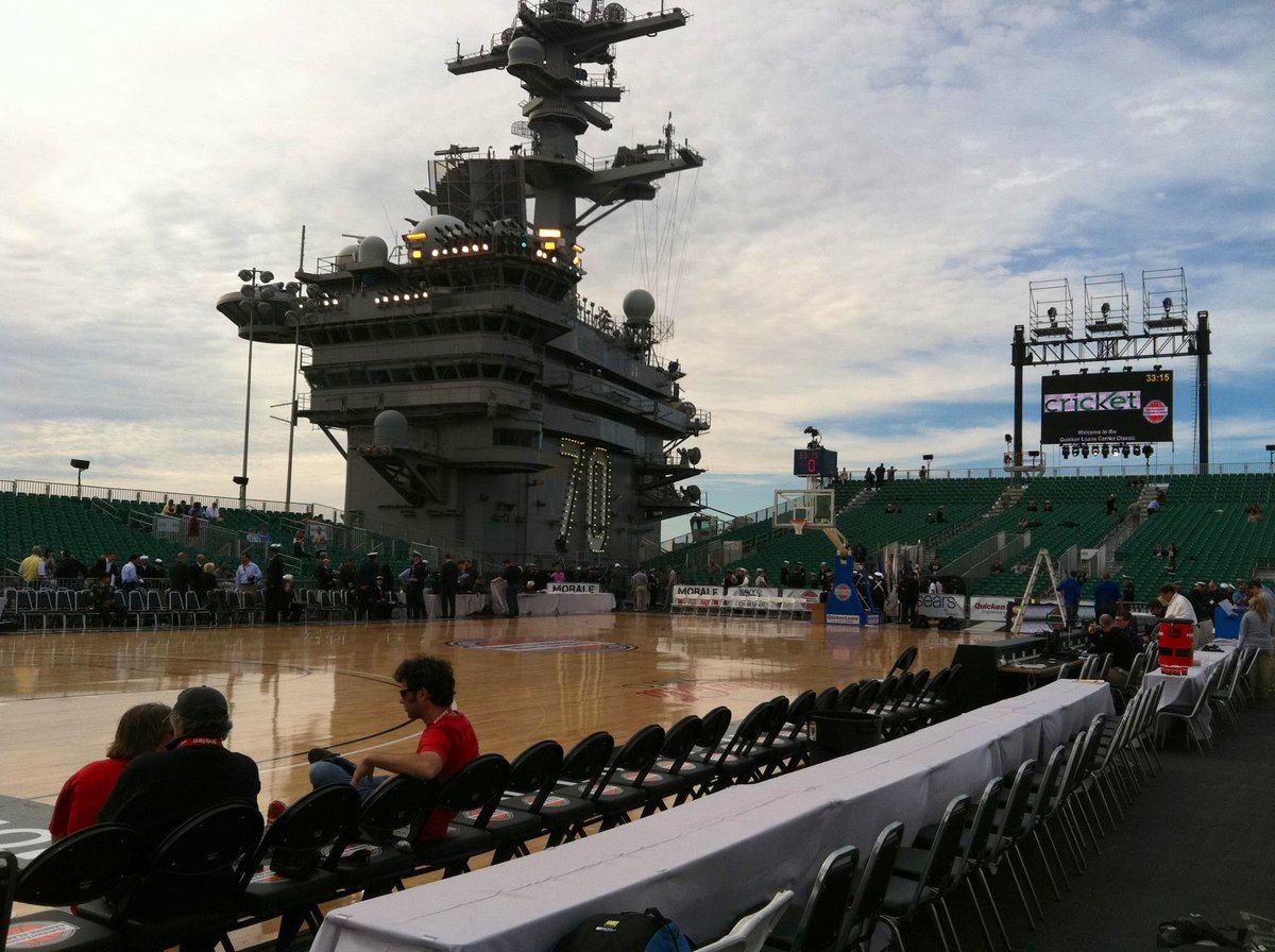 FinanceKamal's tweet photo. The 11/11/11 Carrier Classic, 10 years ago today, the first aircraft carrier game.  Amazing venue on the USS Carl Vinson, and the rain held just long enough to complete the game.  #GoGreen #Spartans #SanDiego @MSU_Basketball @UNC_Basketball https://t.co/X9IJNRVZPd