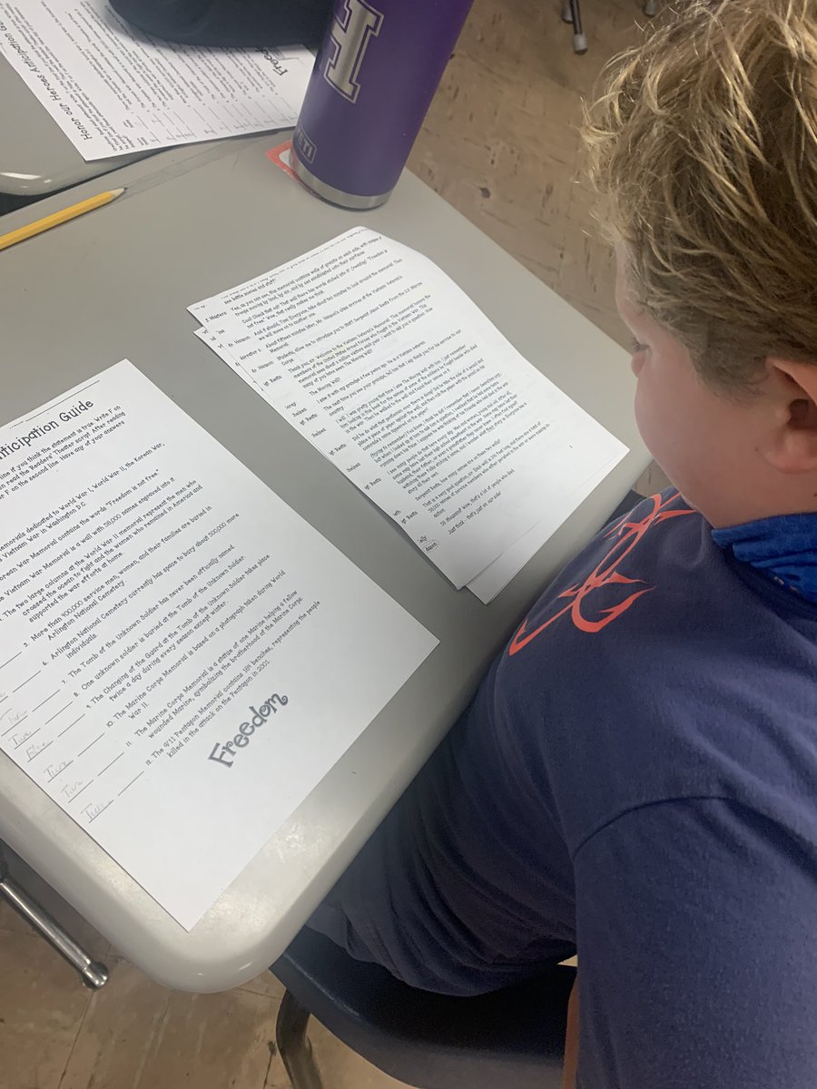 Honoring our Veterans today with a Reader’s Theater! We dedicated our lesson to all the family veterans written on the board. 🇺🇸❤️ <a href="/PotterGrayPride/">Potter Gray</a>