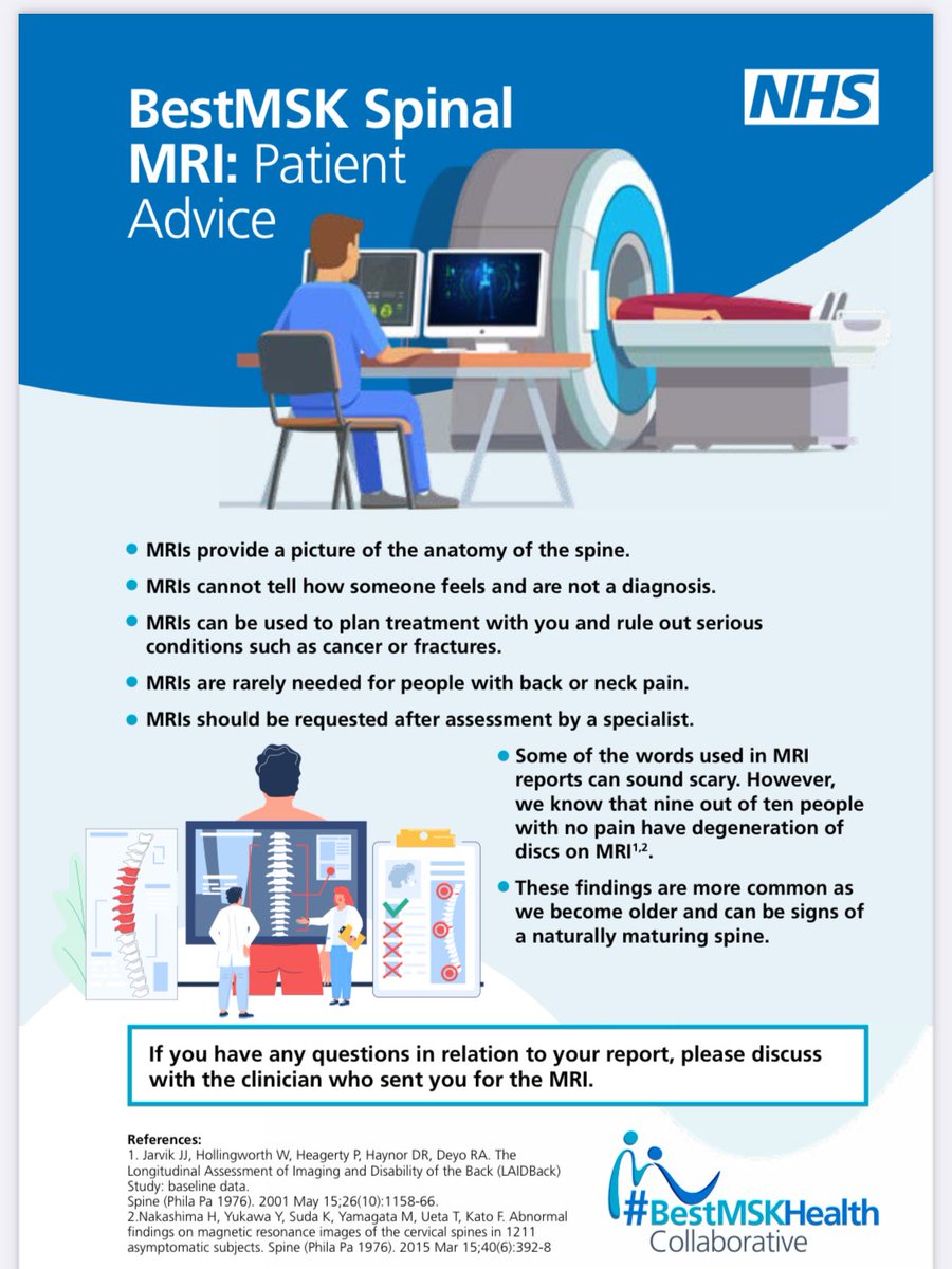 coastphysio24's tweet photo. @lbpforum2021 @PeteOSullivanPT @MaryOKeeffe007 #bestMSKhealth 
NHS England have launched MRI patient information handouts for clinicians and patients - link to be attached to all MRI referrals 
https://t.co/j0Gp9NgZ6R https://t.co/8pcGmPRf4K