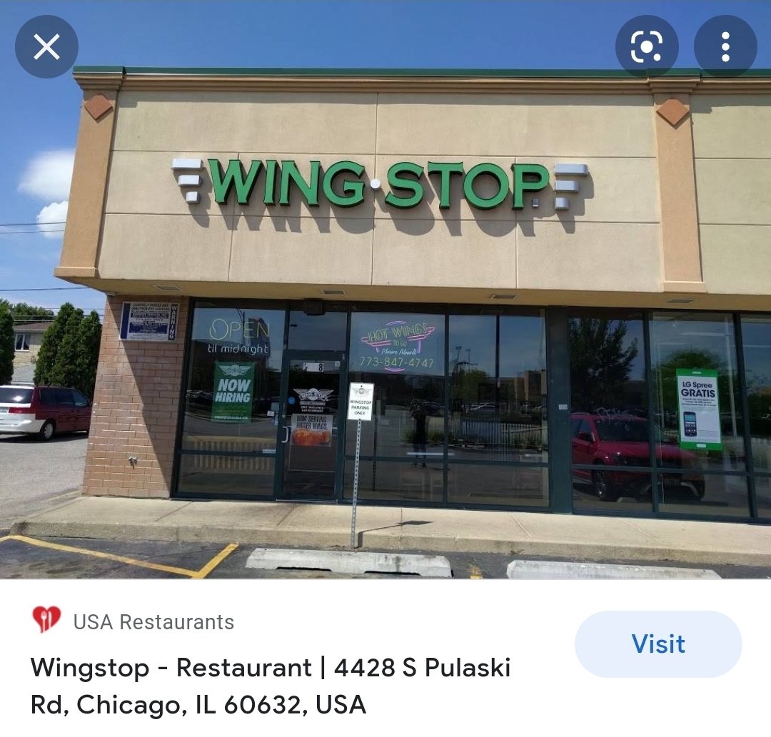 ChicagoPD19's tweet photo. I went to @wingstop located at 4428 South Pulaski in Chicago and was denied service for not wearing a mask. SMH!

So I went to the @wingstop located at 7853 South Cicero Ave and received GREAT customer service! https://t.co/0diReRrtpF