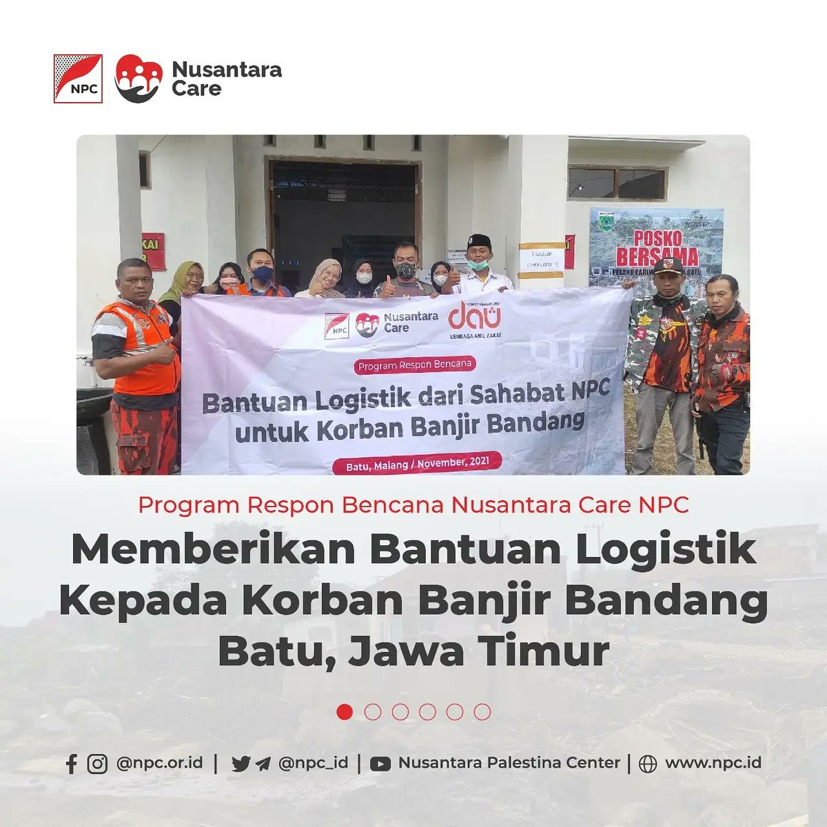 npcdotid's tweet photo. Kota Batu Terendam, NPC Salurkan Bantuan!
Alhamdulillah pada Senin, 8/11/ 2021 NPC bekerjasama dengan LAZ DAU menyalurkan bantuan logistik kepada penyintas banjir bandang Kota Batu.
#Yuk #BantuBatuPulih #SaveBatu #NusantaraCare #Indonesia #Peduli https://t.co/qyNUIWOd4G