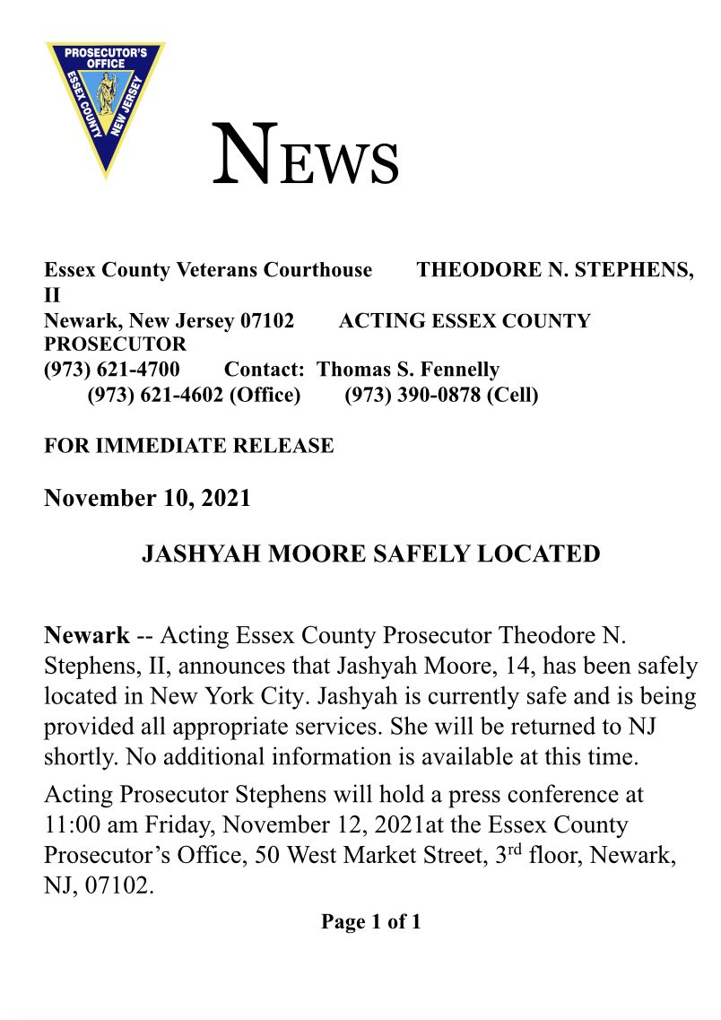 TonyCaputo's tweet photo. #njmornings BREAKING! FANTASTIC NEWS! Jashyah Moore has been found … she’s ok according to @ECPONJ1 Updates @News12NJ https://t.co/fQKAnjYaGT