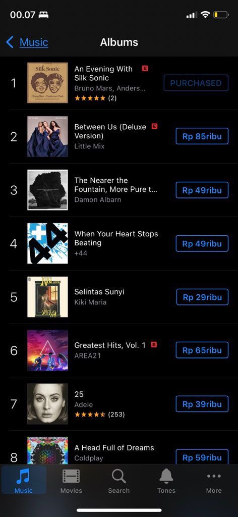 See whose album topped at the Apple Music Indonesia chart! 🔥

Ayeee, we did it guys!
#1 . (+2) An Evening With Silk Sonic, <a href="/BrunoMars/">Bruno Mars</a>, <a href="/AndersonPaak/">ellie</a> x <a href="/silksonic/">Silk Sonic</a> 

For everyone keep buying it, and streaming it on all your fav platforms, and let's make it even higher! 🚀