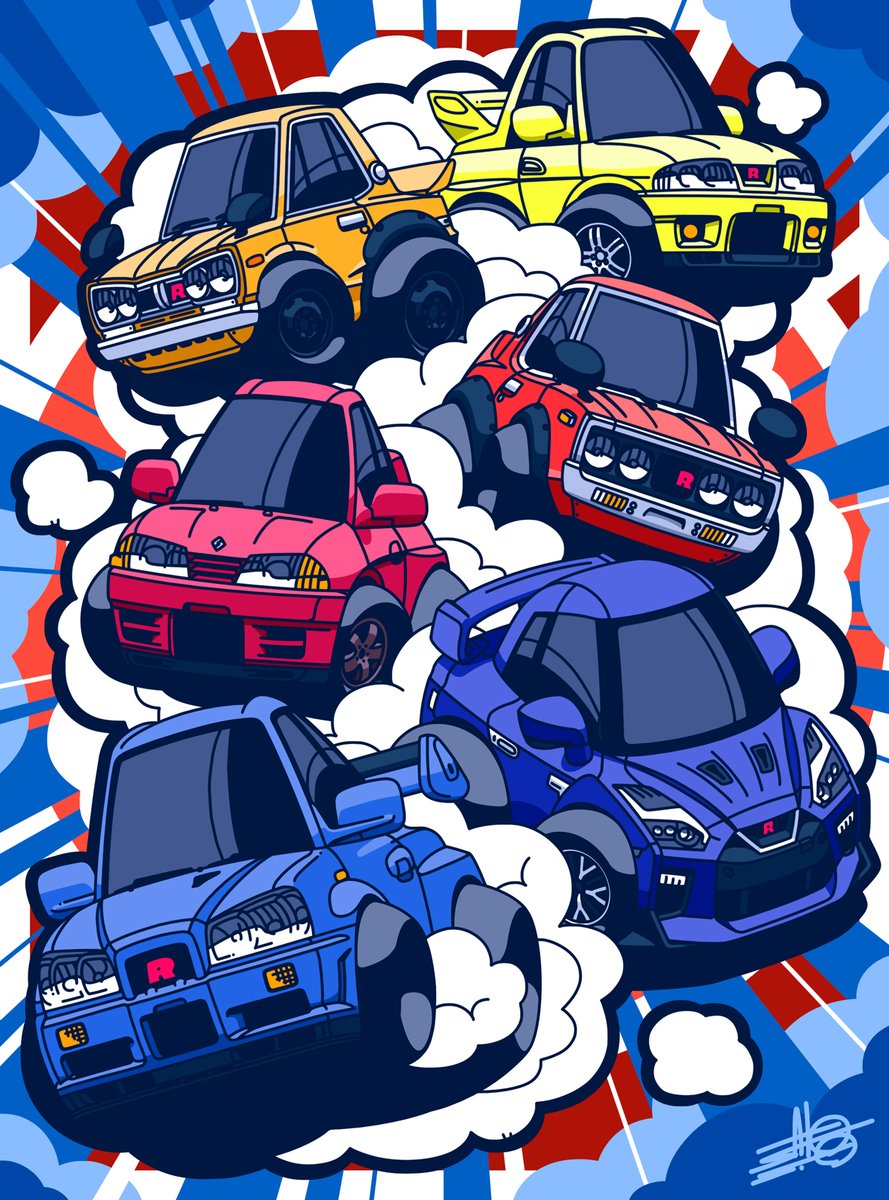 「『 GT-Racers 』
#NISSAN #SKYLINE #GTR
#サトシ」|さとしお SATOSIOのイラスト