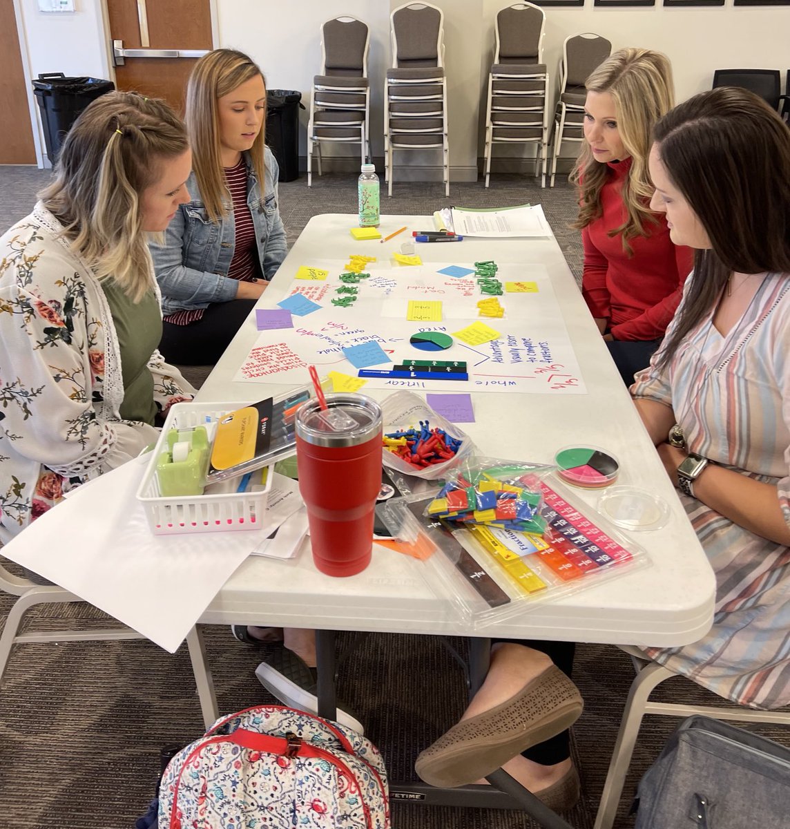 StidhamPam's tweet photo. KCS teachers enjoying fraction models!  Yes, it’s fun!  #DMI #KCS #LovetheMath https://t.co/RElqYfxzI2