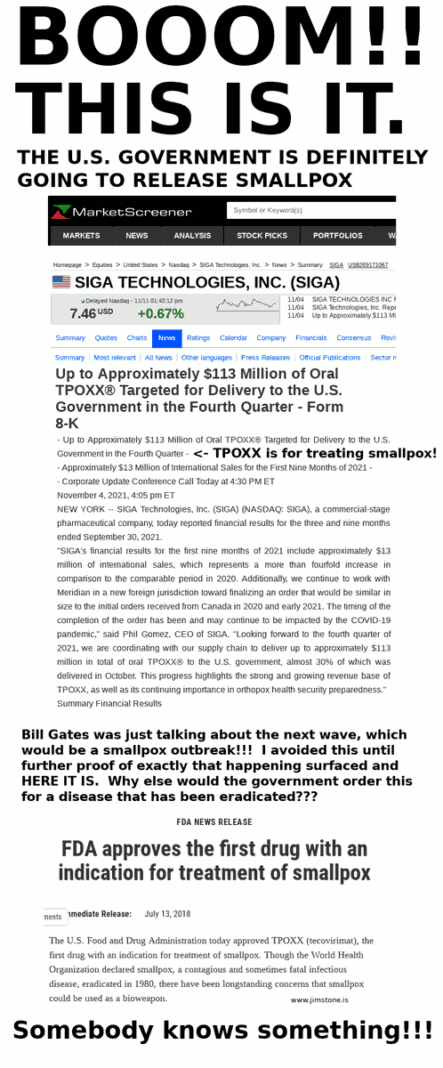 clif_high's tweet photo. Fair warning....BGates is a real fucker, soo.....
BidenRegime to release Smallpox? https://t.co/NObSYaPcYH