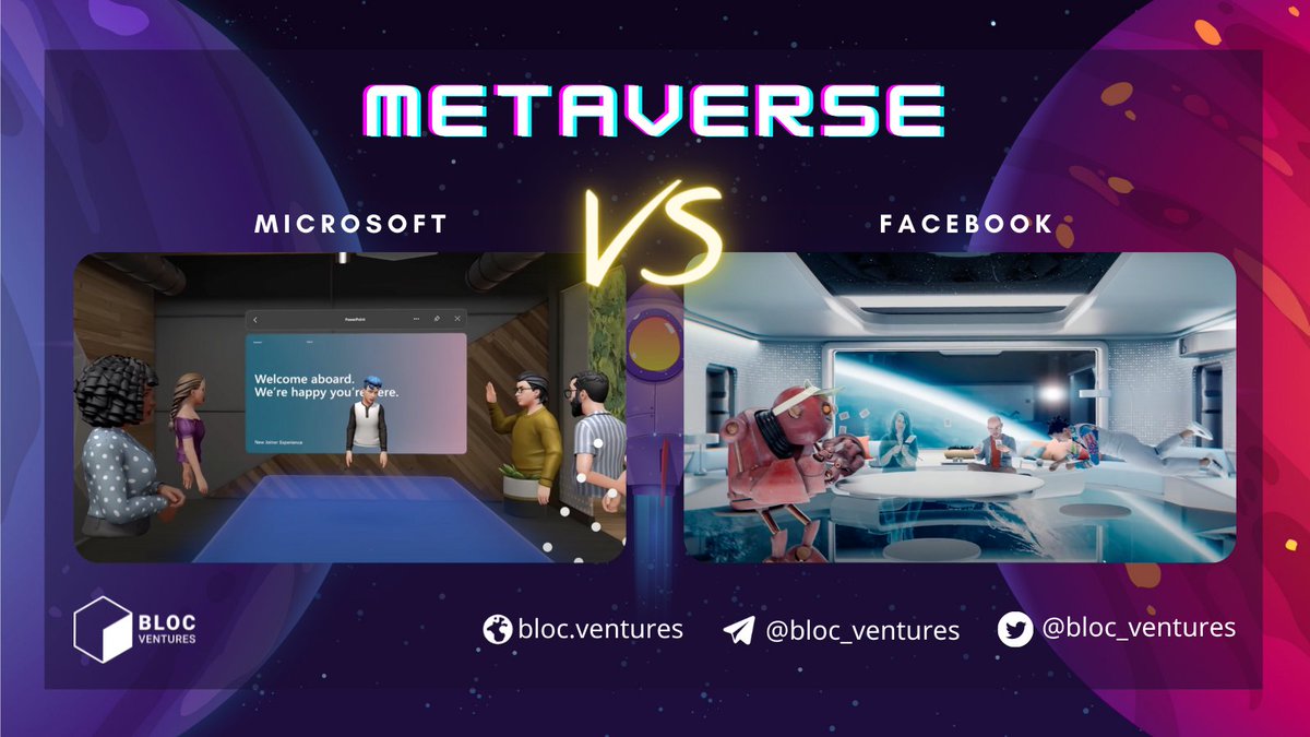 bloc_ventures's tweet photo. Facebook's #Metaverse  blows my mind and Microsoft's one blows my legs https://t.co/VMd0KoI6cE