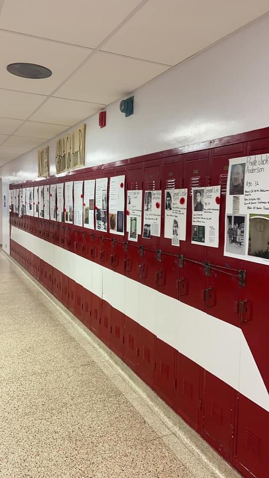 Our leadership class <a href="/HHSS_RedHawks/">Haliburton High SS</a> lined our hallway with info about each person on the The Haliburton County Honour Roll that is read out at the Remembrance Day ceremony. A powerful visual for us all to take in. <a href="/TLDSB/">TLDSB</a>