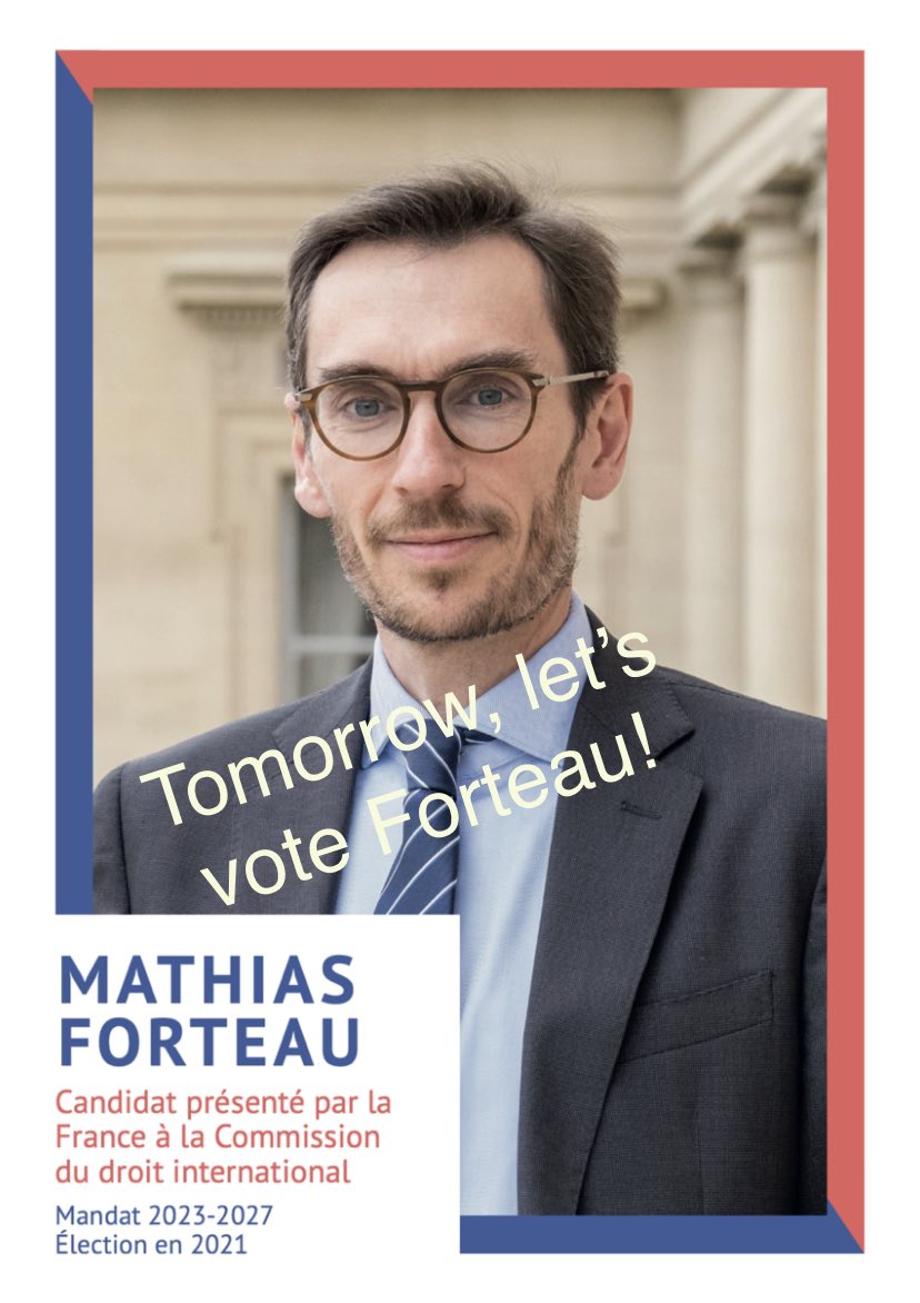 Brice_Fodda's tweet photo. This Friday, the #UNGA will elect the 34 members of the International Law Commission #ILC. 🇫🇷 is presenting the candidature of Prof. Mathias Forteau! @franceonu @NDeRiviere https://t.co/XqqrK5u6Ep